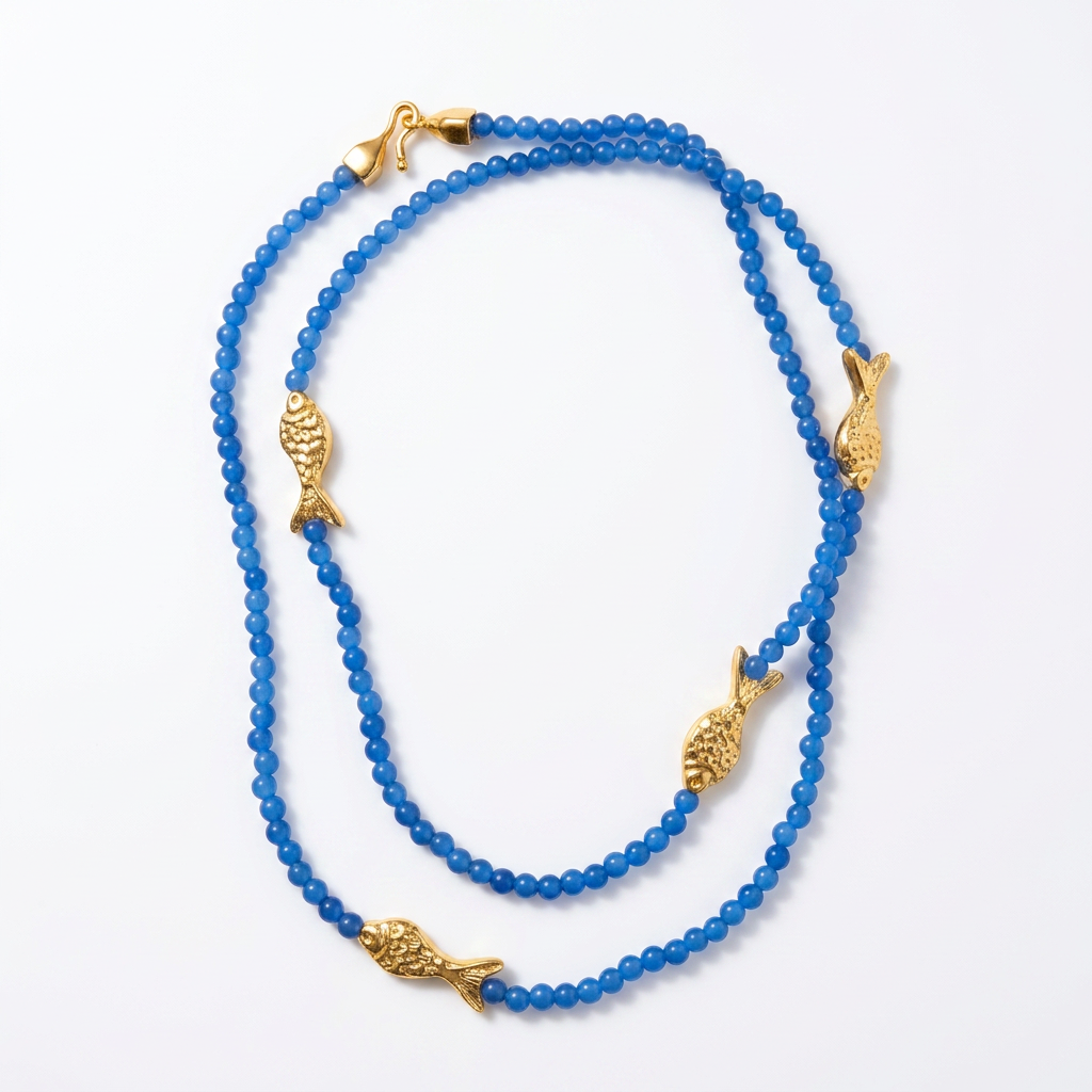 Colar Cardume 4 Peixes Azul