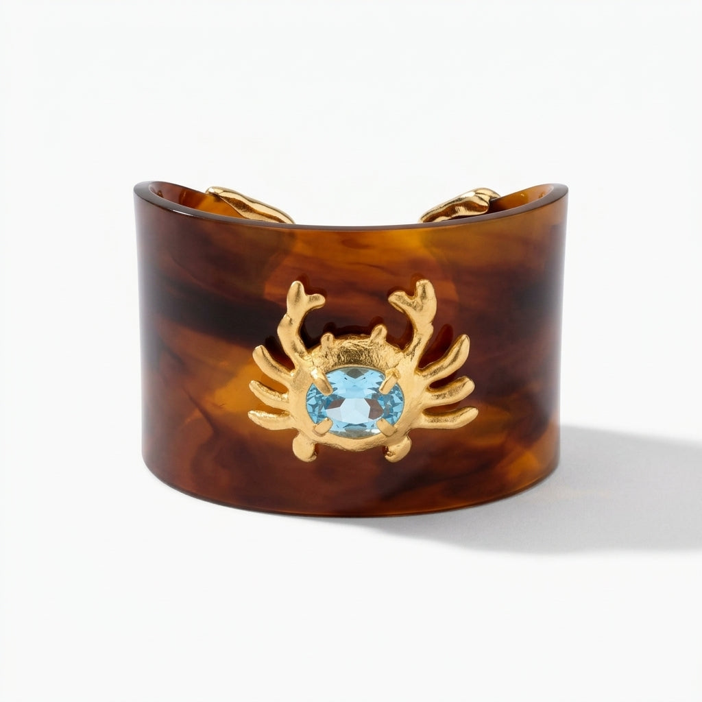 Bracelete Crab Tartaruga com Água Marinha