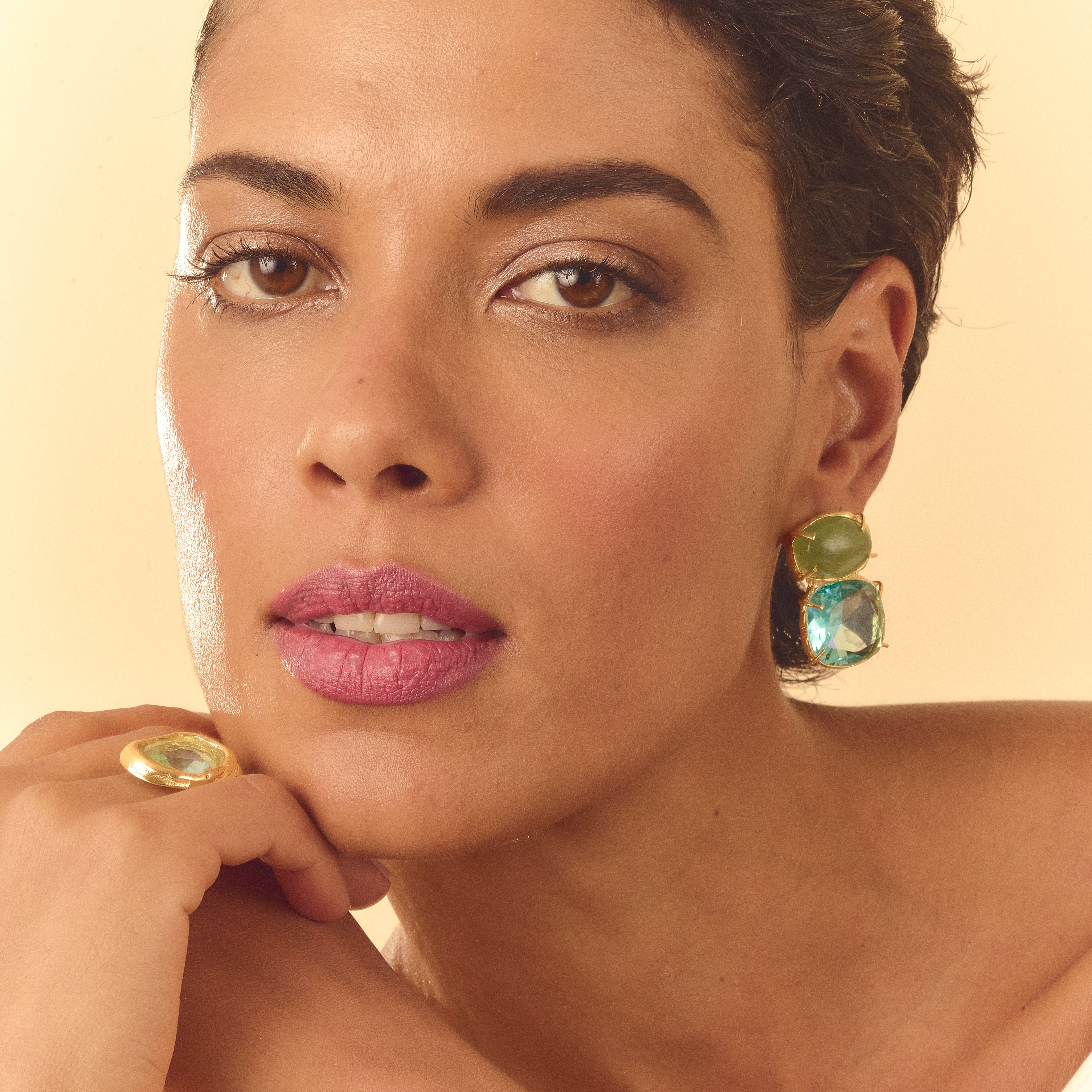 Brinco Sybelles Verde/Água Marinha