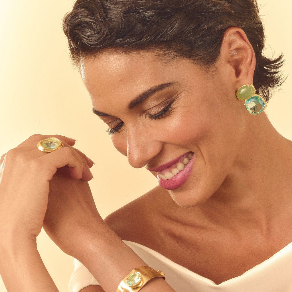 Brinco Sybelles Verde/Água Marinha