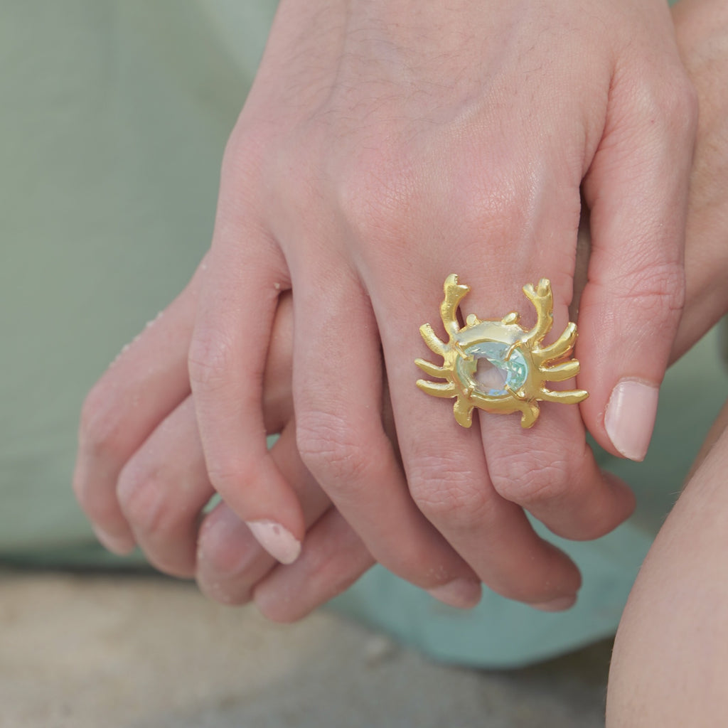 Anel Crab Água Marinha