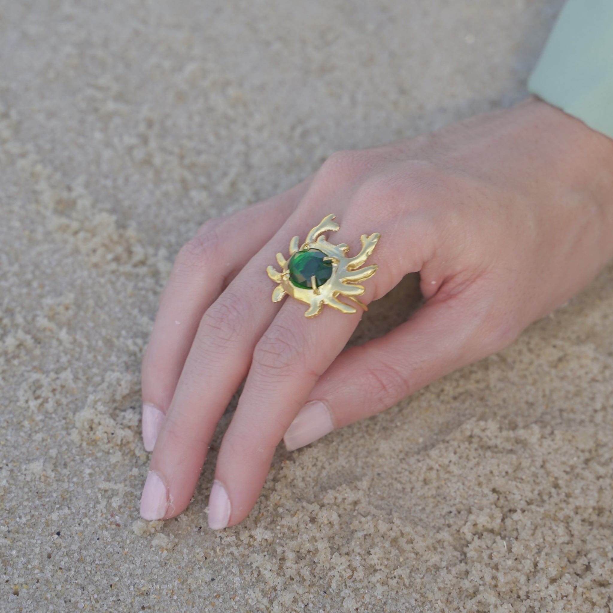 Anel Crab Esmeralda