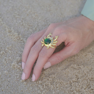 Anel Crab Esmeralda