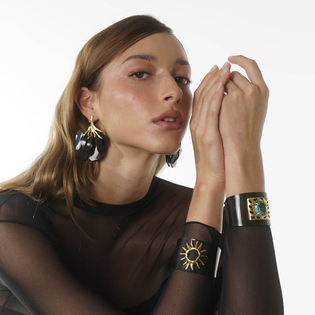 Bracelete Atlântida Preto/Água Marinha