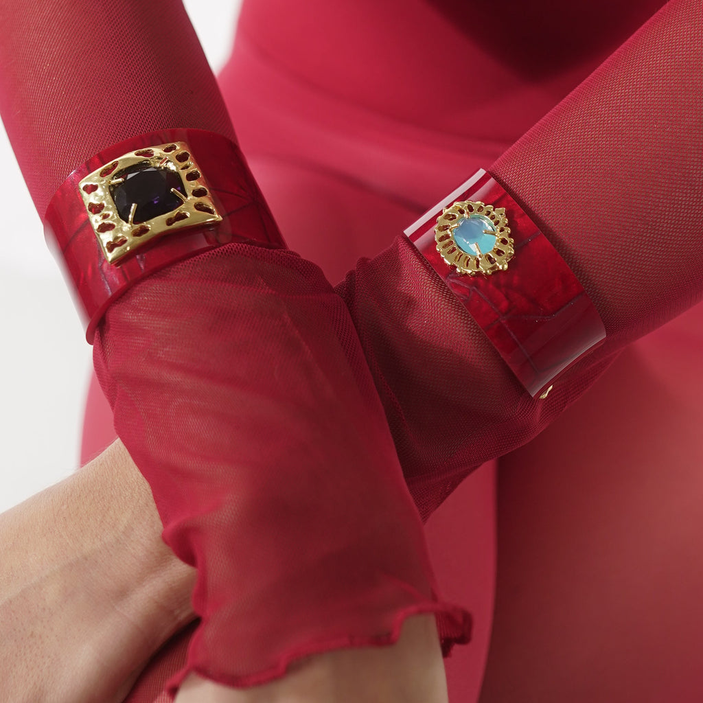 Bracelete Acaia Vermelho/Turquesa