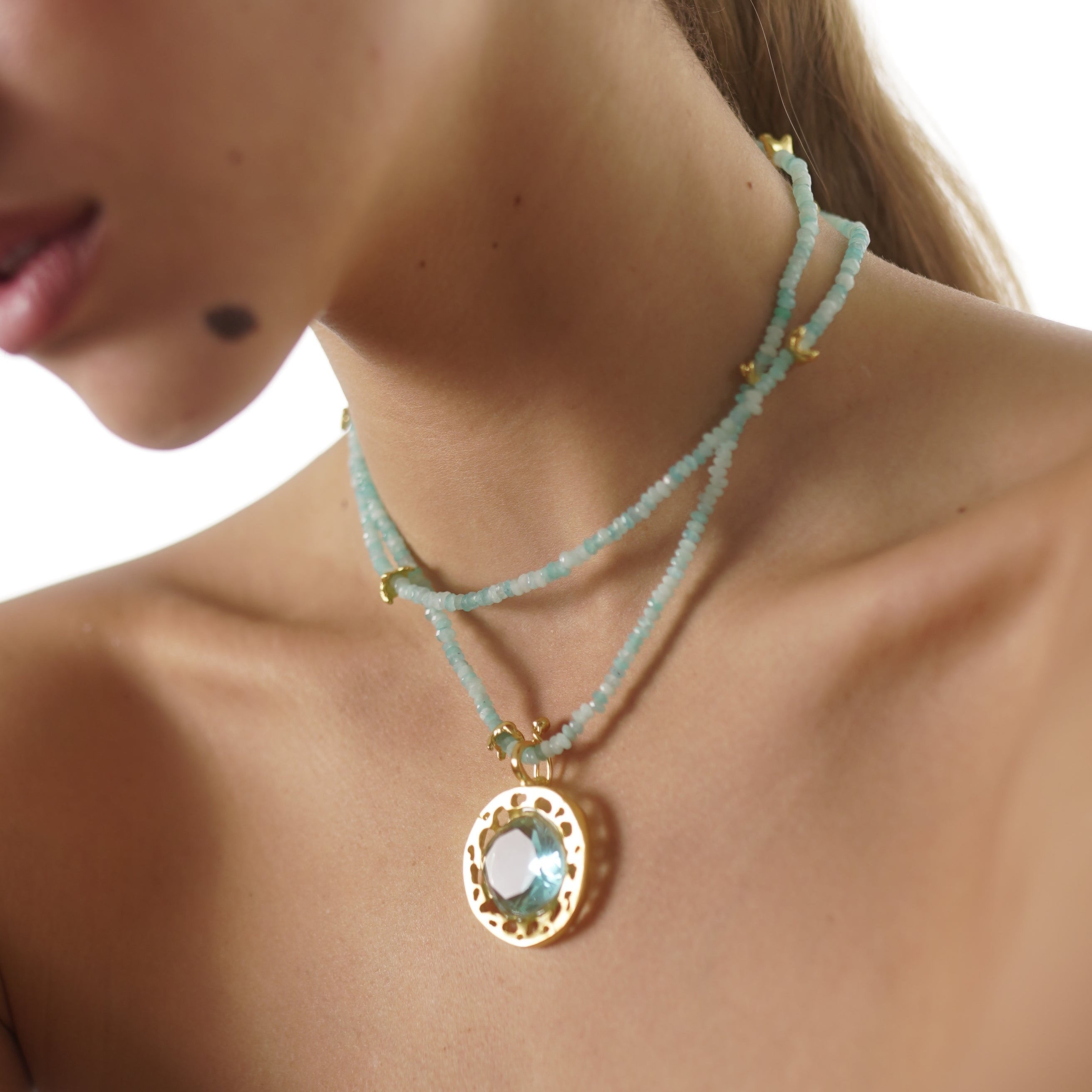 Colar Landscape Longo Azul