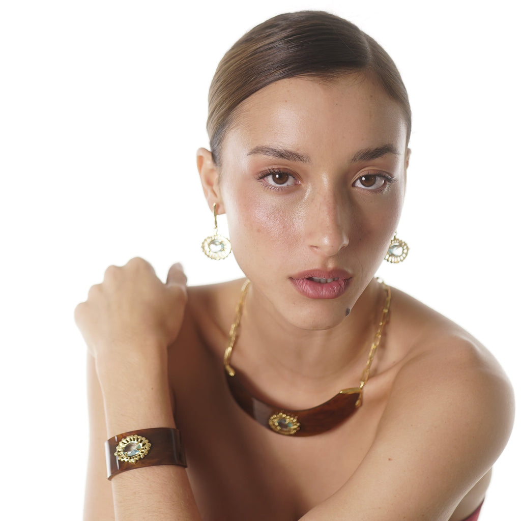 Bracelete Acaia Tartaruga/Água Marinha