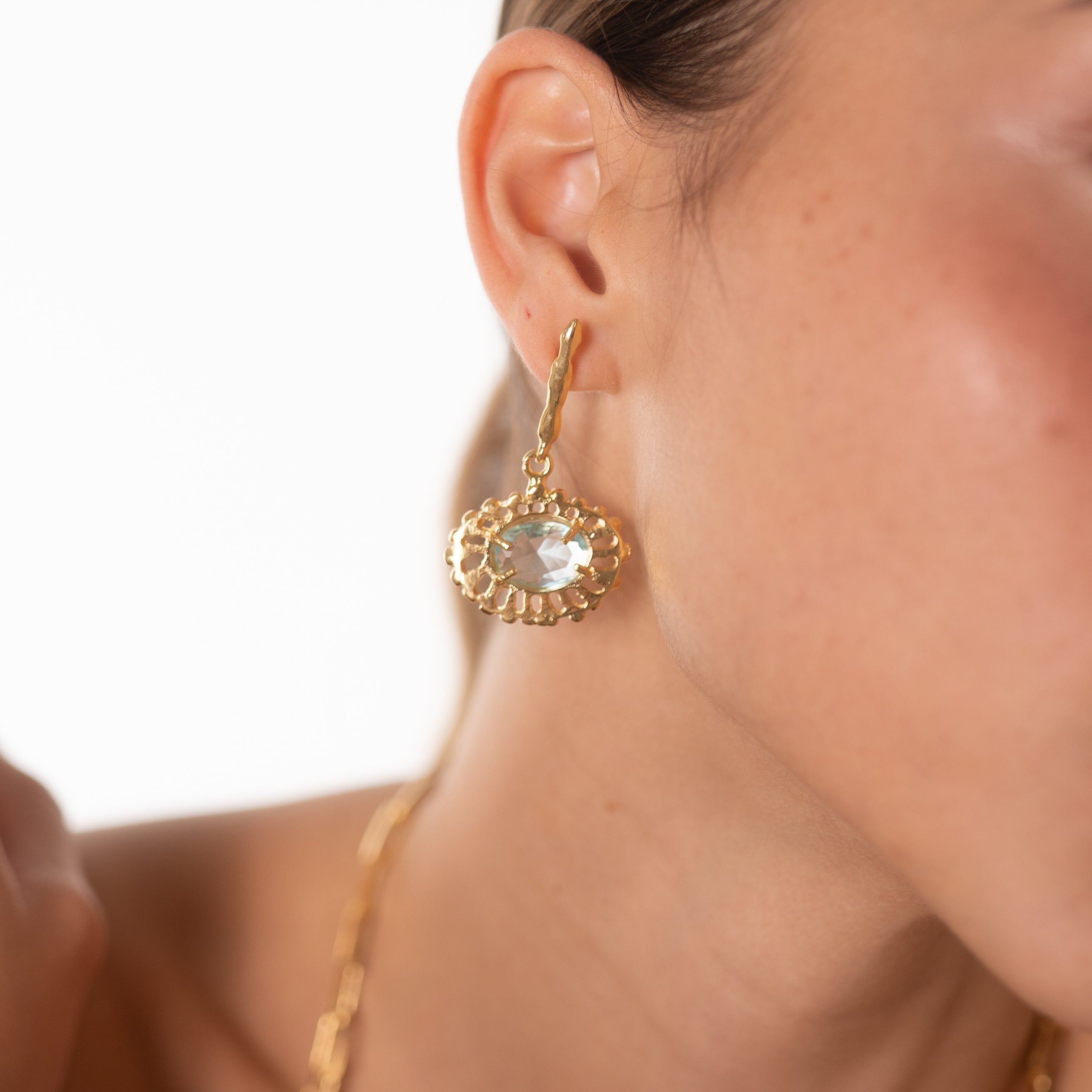 Brinco Acaia Haste Água Marinha