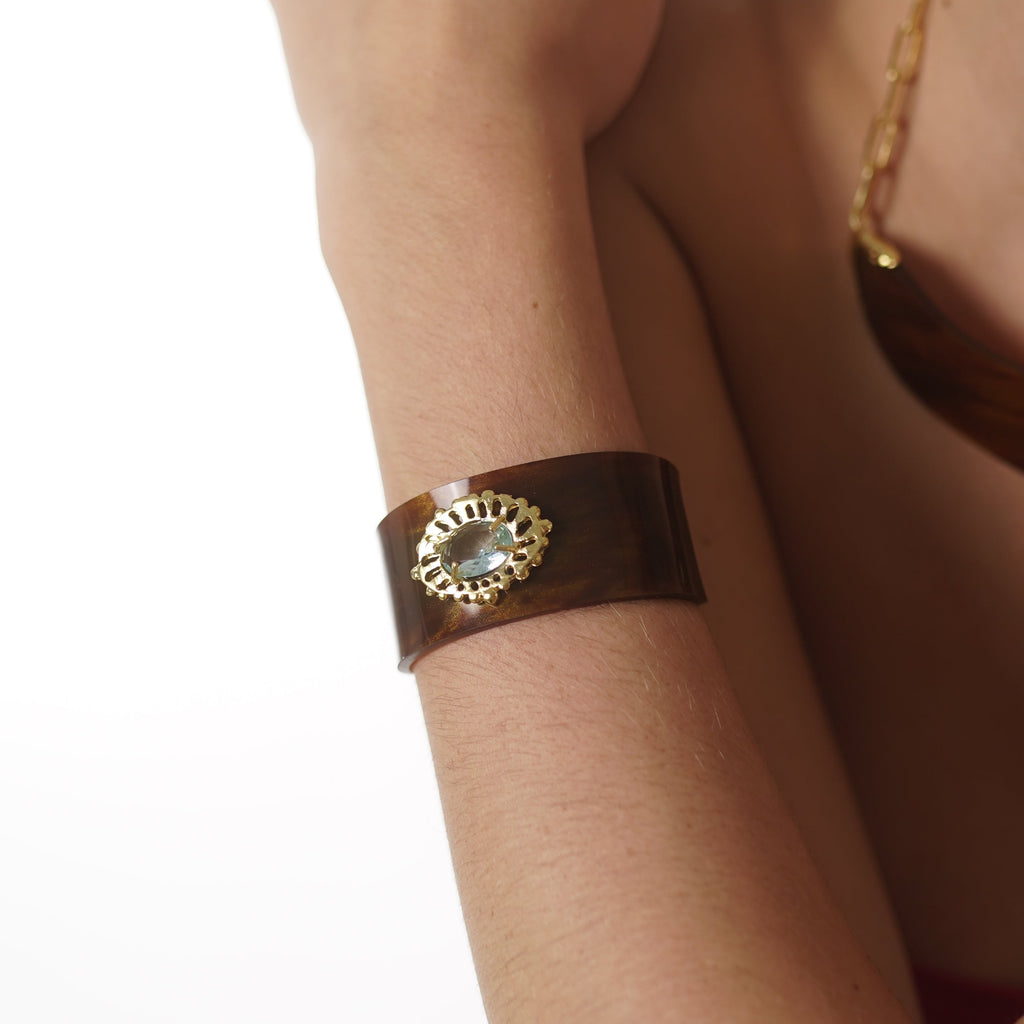 Bracelete Acaia Tartaruga/Água Marinha