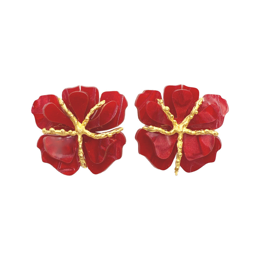 Brinco Orquídea Vermelho M